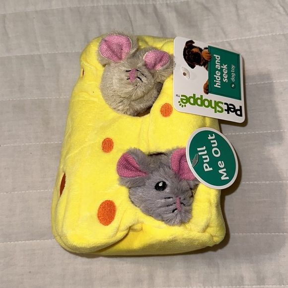 PetShoppe Block of Cheese Mice Yellow Orange Gray Pink Hide Seek Dog Toy - Picture 1 of 11